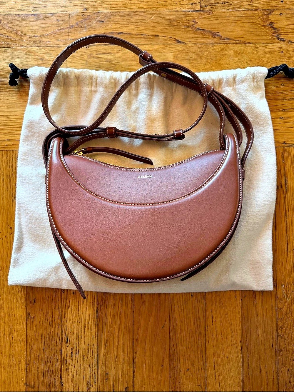 Polene Numero Dix Leather Purse in Smooth Cognac